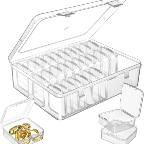 Small Bead Storage Containers 30 Pieces Plastic Storage Organizers Stackable Art Storage Case Transparent Boxes Jewelry Beads Storage Box(1 Pack)