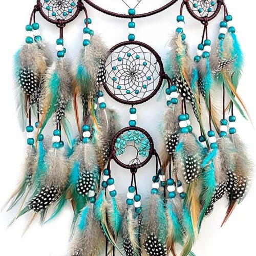 Large Dream Catchers,Boho Handmade Woven Turquoise Dream Catcher Wall Hanging Ornament for Bedroom Living Room Apartment Wedding Party Decor, Festival Blessing Gift (Turquoise)