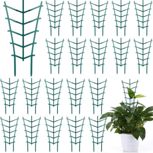 50 Pack Plant Trellis for Pots Garden Trellis for Potted Plants Flower Pots Support Stackable Plastic Mini Trellis for Climbing Plants Peas(Straight Line)