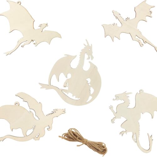 20 Pack 6 Inch Wood Dragon Crafts Unfinished Wood Dragon Cutouts Wooden Dragon Hanging Ornaments DIY Dragon Craft Gift Tags for Home Party Decoration Craft Project, Shell0612