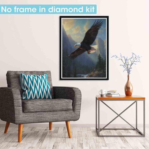 5D Diamond Art Kits for Adults Soaring Eagle, Full Drill Diamond Art Animals Pictures Paint with Diamonds, DIY Cross Stitch Jewel Art Rhinestone Craft for Home Wall Decor 12X16 inch