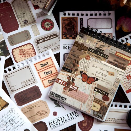 Vintage Scrapbook Sticker Book for Journaling, 532Pcs Pre-Cut Journal Stickers, Ephemera for Junk Journal Supplies, Scrapbooking Materials Crafts Arts Bujo for Adults