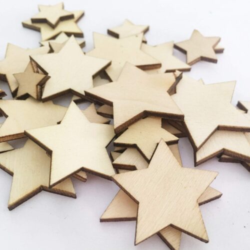 200pcs Wooden Stars Unfinished Wood Star Pieces Mini Unfinished Wood Craft Star Craft Wood for Making Wedding Crafts