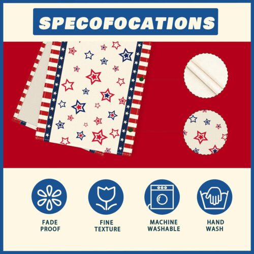 4th of July Table Runner Memorial Day Independence Day Stripe Stars Patriotic America Table Decoration Home Kitchen Dining Indoor Holiday Farmhouse Decor 13x72 Inch