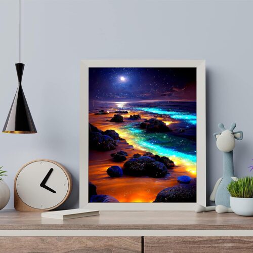 Beach Paint by Numbers for Adults - Landscapes Paint by Number on Canvas Without Frame, DIY Scenery Oil Painting for Gift Home Wall Decor (16x20 inch)