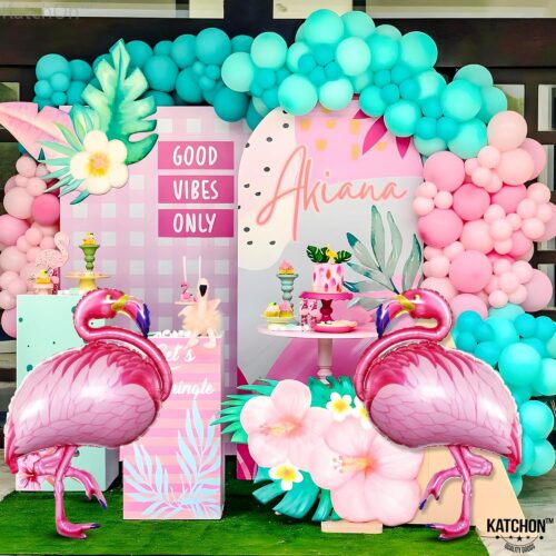 Giant Pink Flamingo Balloons - 40 Inch Pack of 2 | Balloon, Flamingo Party Decorations | Flamingo Mylar Balloons | Tropical Mylar balloons, Hawaiian Party Decorations, Luau Party decorations