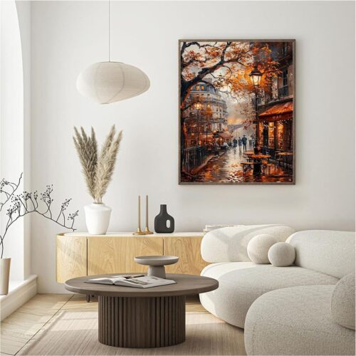 Paint by Numbers Kit for Adults Street Scene- Adult Paint by Number Kits Retro Cafe, Vintage Paint by Number Kit for Home Decor (16x20inch)
