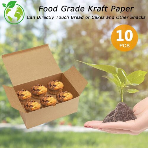 Brown Gift Boxes 9.45x6.5x4 Inches 10 Pack， Paper Gift Box With Lids for Bridesmaid Gifts, Birthday, Party, Christmas，Wedding, Crafting Cupcake Boxes, With 66 FT Twine