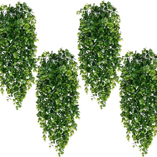 4Pcs Fake Hanging Plants 2.7ft Fake Plants UV Resistant Fake Vines Artificial Decor for Indoor Outdoor Party Wall Porch Wedding Decoration