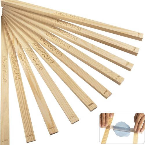 10 Pcs 17 Inch Rolling Pin Guides for Dough Thickness Polymer Clay Tools, Wooden Slab Roller for Clay, Clay Rolling Pin Depth Guide Pottery Ceramics Supplies