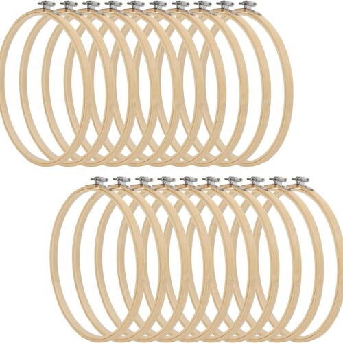 20 PCS 8 Inch Bamboo Embroidery Hoop, 20cm Cross Stitch Circle Ring for Craft Sewing, DIY Project, Decoration