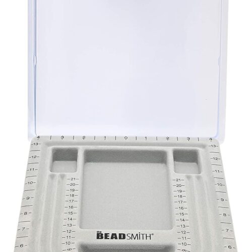 Bead Board with Cover, Grey Flocked, 3 U-Shaped Channels, 6 Recessed Compartments, 9.75 x 13.25 inches, Design Boards for Creating Bracelets, Necklaces and Other Jewelry