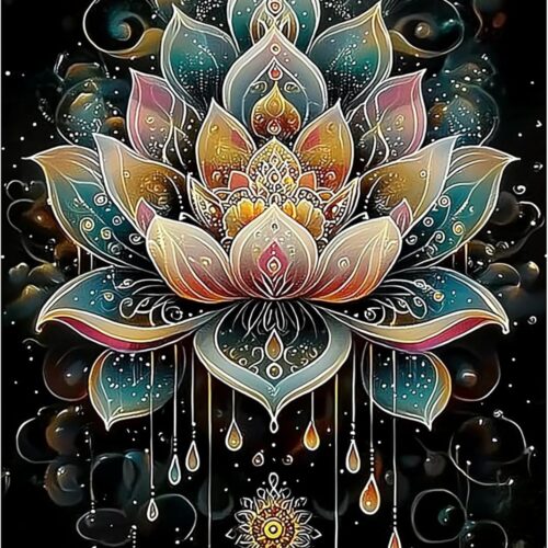 Diamond Art Kits for Adults - Mandala Lotus Flower Diamond Painting Kits DIY 5D Full Drill Diamond Dots Paintings with Diamonds Gem Art and Crafts for Home Decor 12x16 Inch