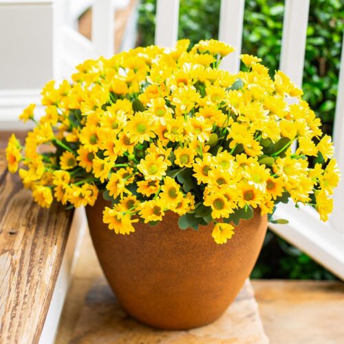 Artificial Flowers for Outdoors Summer Decoration, 6 Bundles Fake Flowers Daisy Bouquet, Silk Flowers for Outside Look Real UV Resistant Faux Flowers Plants for Planter Front Door Porch Patio, Yellow