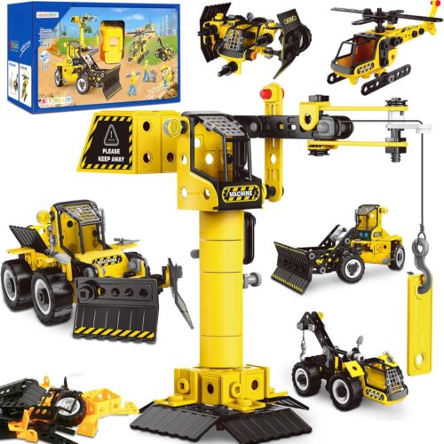 Building Toys, for Age 5 6 7 8+ Year Old Boys Gift, 6 in 1 Engineering Toys, STEM Learning Toys Educational Building Set