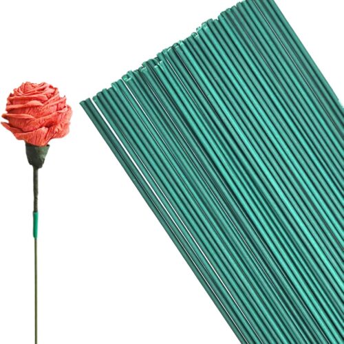 100 Pcs Floral Stems Wire,2 Gauge Florist Flower Wire Stems for Making Flower Arrangement,16 Inch Floral Wire Stems Florist Wire for Bouquet DIY Stem Wrapping and Handcrafts(Green)