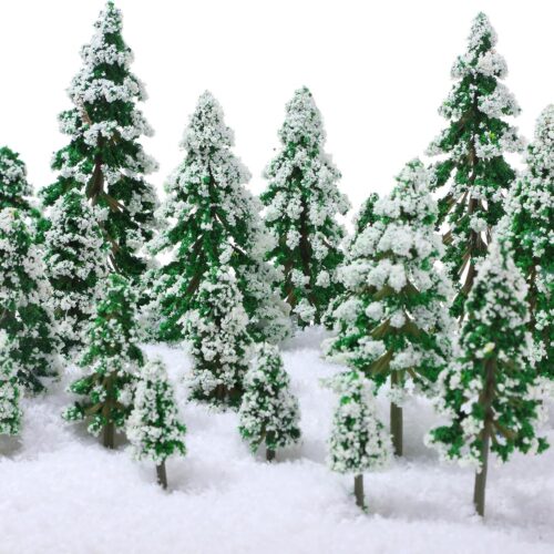 35 Pieces Mini Snow Pine Model Trees 1.97-5.9 Inch, 6 Size Miniature Sisal Snow Frost Trees for Christmas Village Decoration Train Scenery Winter Ornaments DIY Crafts