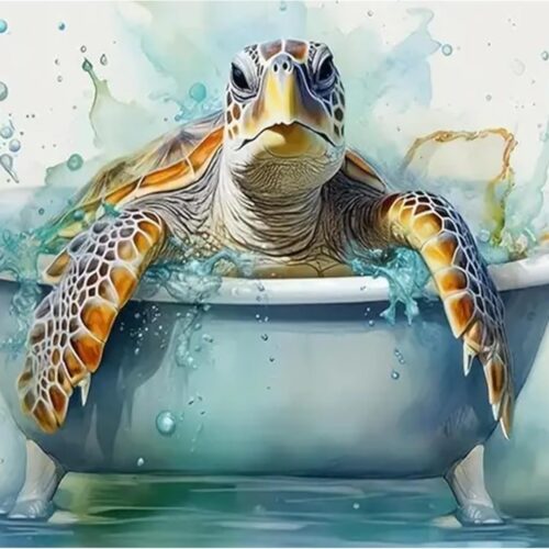Sea Turtle Diamond Art Painting Kits for Adults, Full Drill Bath Turtle Diamond Dots Paintings for Beginners, 5D Paint with Diamonds Pictures Gem Art Painting Kits DIY Crafts Kits 12x16inch