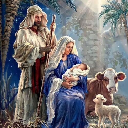 5D Christmas Nativity Scene Diamond Painting Kits for Adults Beginner, DIY Jesus was Born Diamond Art, Full Round Drill Religious Gem Art Kits, Home Wall Decor 12 x 16 Inch