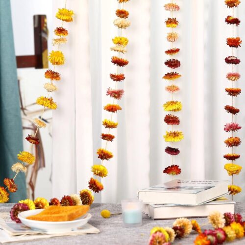 Christmas Decorations, 10ft Dried Flowers Garland Real Daisy Sunflower Garlands Dry Flower Chain with 42 Colorful Flower Heads for Boho Home Wedding Party Wall Hanging Bridal Window Indoor Décor