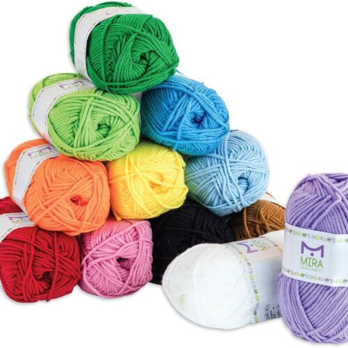 12 Acrylic Yarn Skeins - Crochet and Knitting Starter Kit for Colorful Arts and Crafts with 1,312 Yards of Multicolored Thread - Make Amigurumi, Granny Squares, Scarves, and Throws