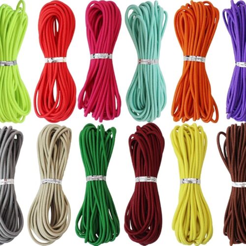 Assorted Elastic Beaded Cords 2mm 2/25 inch 300ft Elastic Bracelet String for Bracelets,Small Bungee Shock Cord for DIY Crafts, Beading and Sewing (ZH168)