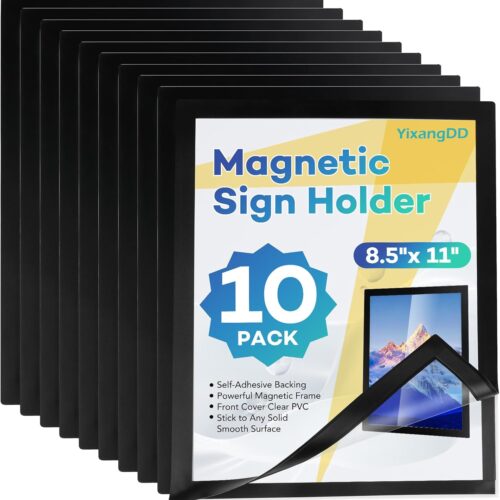 10 Pack Magnetic Sign Holder 8.5 x 11,Self-Adhesive Magnetic Wall Mount Sign Holder , Magnetic Document Holder for Wall Window Office Poster Store