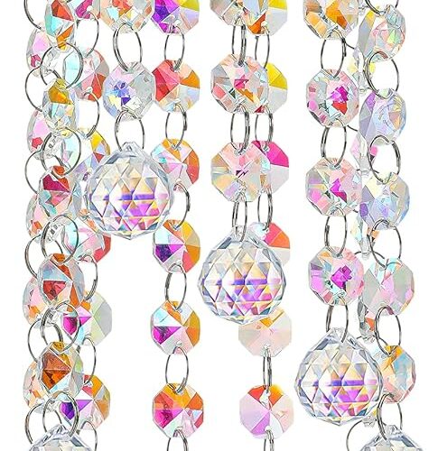 Crystal Suncatcher Chandelier Wind Chime, Crystal Prisms Balls Beads Pendant, Rainbow Maker Window Indoor Sun Catcher