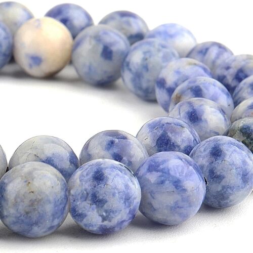 Natural Stone Beads Gemstone Beads for Jewelry Making - Crystal Beads for Bracelets, 6mm Beads Round Beads(58-60pcs, 6mm, Blue Spot Jasper)