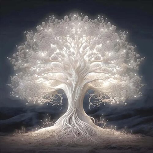 5D Diamond Painting Kits for Adults,Diamond Art Glowing White Tree of Life Landscape Painting Kits for Adults DIY Round Drill Art Craft Kits for Home Wall Decor 11.8x11.8inch