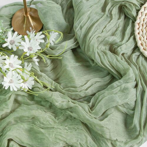 Cheesecloth Table Runner Sage Green for Woodland Baby Shower Bridal Wedding Decoration Gauze Rustic Table Runner for Party First Communion Centerpiece Engagement 35x120 Inches