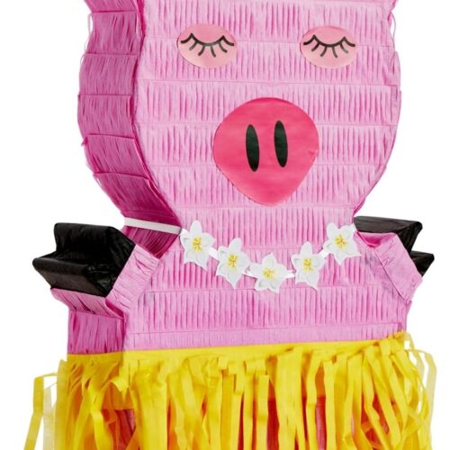 Pig Pinata - Farm Animal Pinata for Birthday Decoration, Tropical or Hawaiian Party Supplies (Small, 16.5x10x3 Inch)
