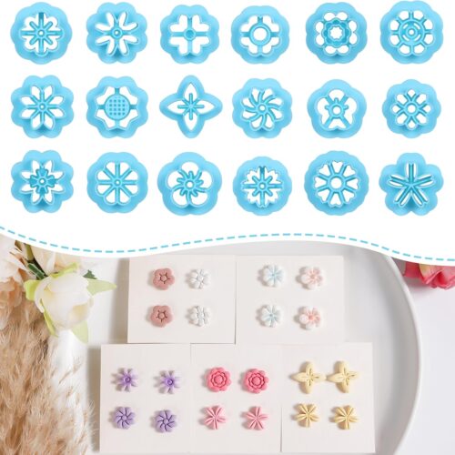 18 Pcs Clay Cutters for Polymer Clay Jewelry, Daisy Flower Polymer Clay Jewelry Cutters, Small Stud Earrings Polymer Clay Cutters, Mini Polymer Clay Cutters, white