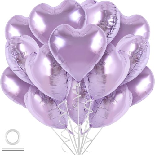 30Pcs 18 Inch Purple Heart Balloons Purple Heart Shape Foil Mylar Balloons Decoration for Birthday Valentine's Day Wedding Bridal Shower Anniversary Engagement Party Supplies