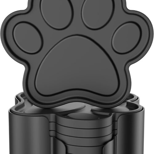 Silicone Coasters 6 Pack Paw Cup Mat with Holder, Dog Cat Paw Shape, for Hot or Cold Drink, Non-Slip, Non-Stick, Room Decor, Housewarming Black