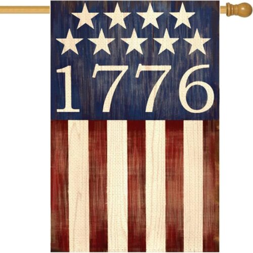 4th of July House Flag 28x40 Inch Double Sided Outside Patriotic American 1776 Independence Retro Stars and Stripes Outdoor Garden Yard Porch Decorations 2-28