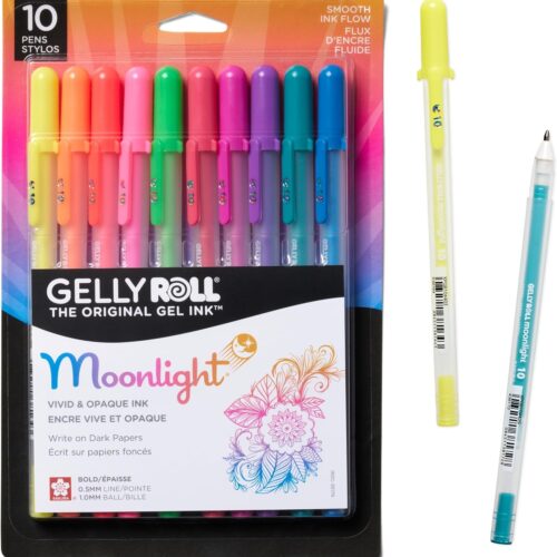 Gelly Roll Moonlight 10 Gel Pens - Bold Point Ink Pen for Journaling, Art, or Drawing - For Art Gifts, Holiday Gifts & DIY Projects - Assorted Bright Ink - Bold Line - 10 Pack