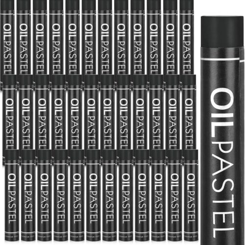 36 Pcs Soft Oil Pastels Bulk Artists Oil Crayons Single Color Creamy Pastels for Art Painting Drawing Blending for Back to School First Day of School Kids Students Artists (Black)