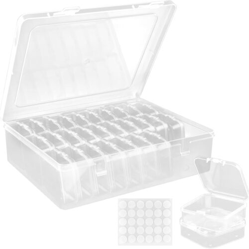 Bead Organizer Box, 30Pcs Small Clear Bead Plastic Storage Containers Portable Art Storage Case Mini Bead Organizers Jewelry Beads Storage Box Set for Bracelet Making DIY Jewelry Craft Nail