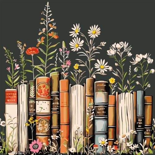 Books Paint by Numbers Kits for Adults Beginners,Flower Plant Adult Paint by Number Kits,DIY Acrylic Easy Canvas Paint by Number On Canvas for Home Wall Decor 16 X 16Inch