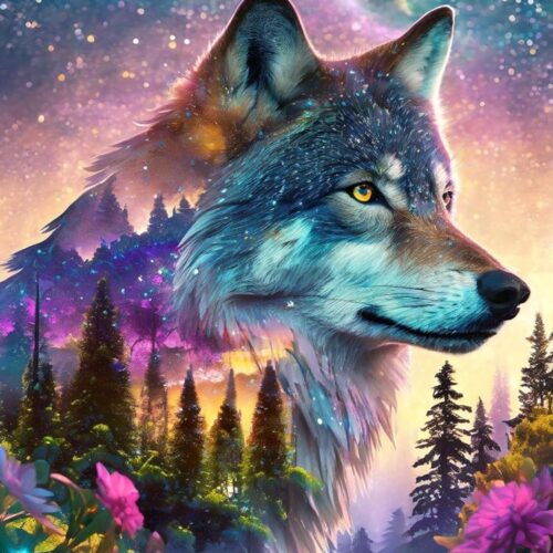Wolf Diamond Art Kits for Adults, Forest Wolf Diamond Painting Kits, Round Full Drill Animal Wolf Diamond Art Painting Gem Art Wall Decor Gifts 12x16 inch
