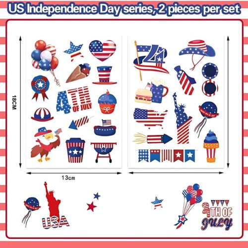 16 Sheets 4th of July Stickers White Red Blue Designs Independence Day Patriotic Stickers for Envelope Card Label Craft Scrapbooks Candy Goodie Party Favors Supplies American Flag Stickers Decals