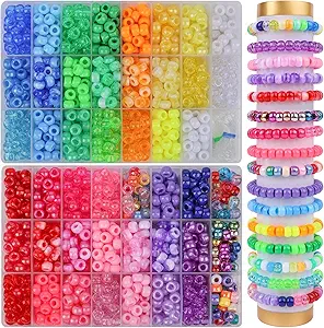 XSEINO 2600PCS Pony Beads, 47 Colors 9mm Friendship Bracelets Making Kit