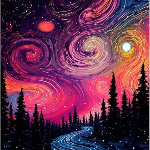 Starry Sky Landscape Diamond Art Kits for Adults