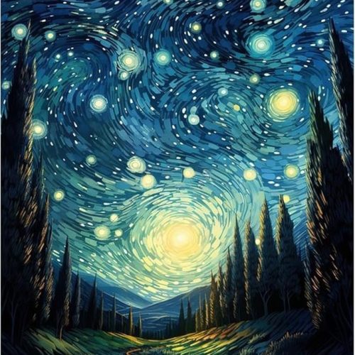 Starry Sky Diamond Art Kits for Adults, Forest Diamond Painting Kits with Round Diamonds