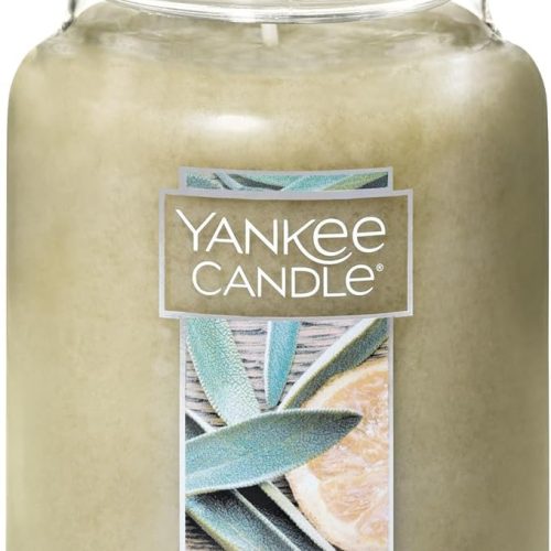 Candle Sage & Citrus Scented, Classic 22oz Large Jar Single Wick Candle