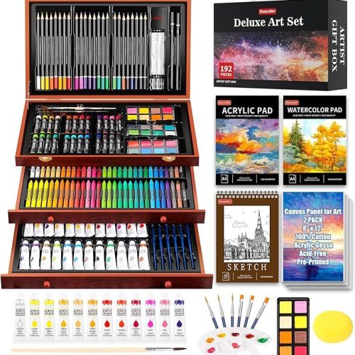 Art Supplies, 192-Pack Deluxe Art Set Drawing Painting Supplies