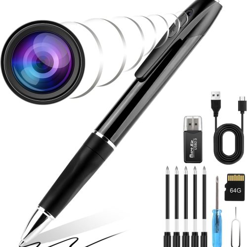 1080P Mini Pen with Video- One Button Surveillance, 64GB Nany Camera Invisible Body Cam, Taking Photo Ideal for Home Security