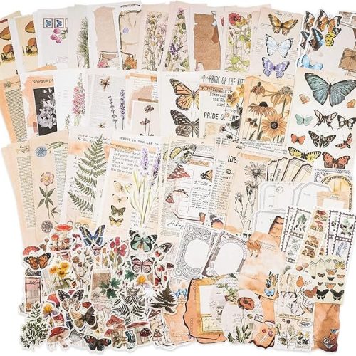 Vintage Scrapbook Supplies Pack (200 Pieces)