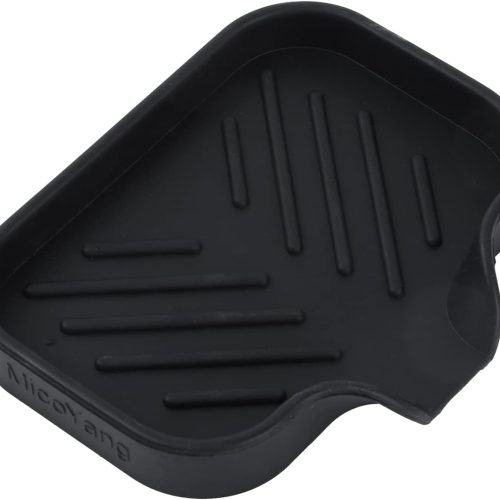 Silicone Bathroom Soap Dishes with Drain Spout-Bathroom and Kitchen Sink Organizer,Sponge Holder,Dish Soap Tray,Perfect for Dispenser,Scrubber,Bottle,Cup on Sink or Counter-Black 4.9"×3.2"